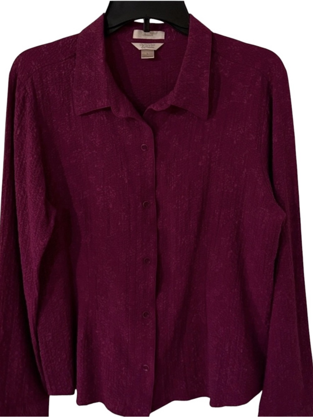 Christopher & Banks large dark pinkish purple button down shirt